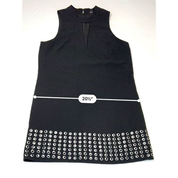 Guess Deetra Halter Aline Dress Keyhole Dress Black LARGE Embellished Preppy LBD - Picture 7 of 13